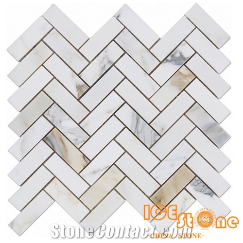 Calacatta Gold Marble Mosaics Hexagon/Basketweave/Chevron/Fish Bone/Mini Versaille/Polished