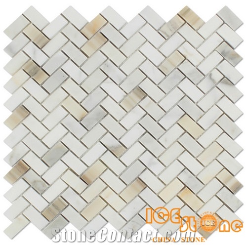 Calacatta Gold Mini Herringbone Marble Mosaic Tile/Calacatta Gold Mini Herringbone Marble Wall Mosaic/Calacatta Gold Mini Herringbone Floor Mosaic