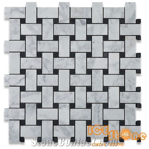 Calacatta White Marble Mosaic from Ice stone/mosaic pattern/floor mosaic/hexagon mosaic/linear strips mosaic/