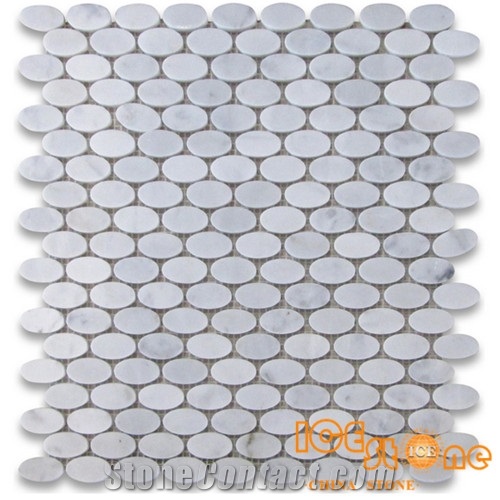 Carrara White Basketweave Mosaic, White Marble Mosaic