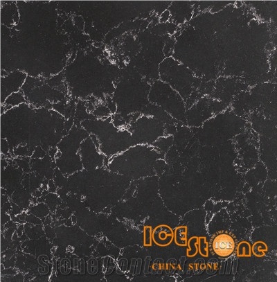 China Empire Black Marble Look Quartz Stone Solid Surfaces Polished Slabs Tiles Engineered Stone Artificial Stone Slabs for Hotel Kitchen,Bathroom Backsplash Walling Panel Customized Edge