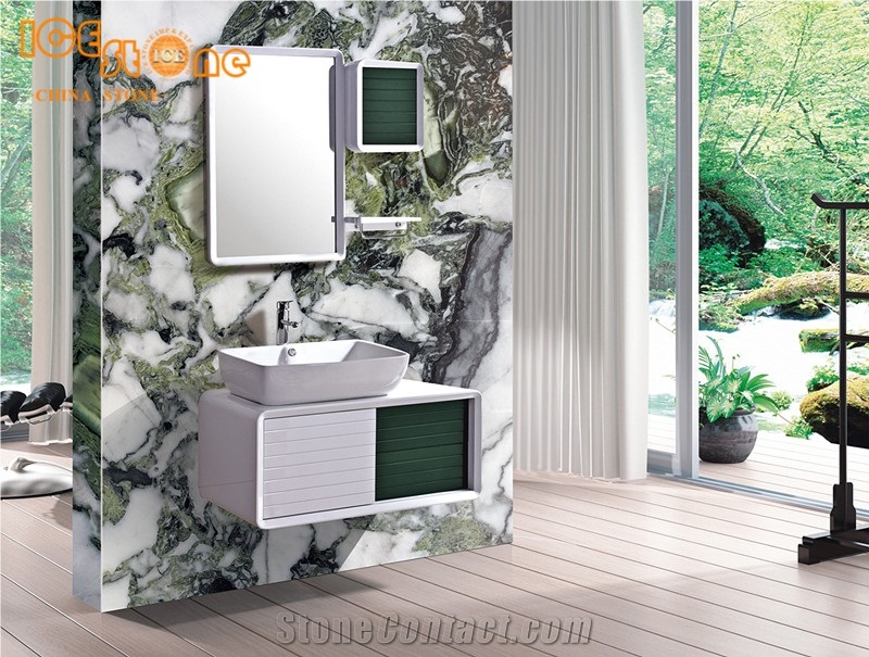 China Ice Green Marble Slabs Tiles/Marble Wall Covering Tiles/Tv Background Decoration/Flooring Tiles/Table Decoration Stone/Natural Green Building Marble/Ice Connect Marble