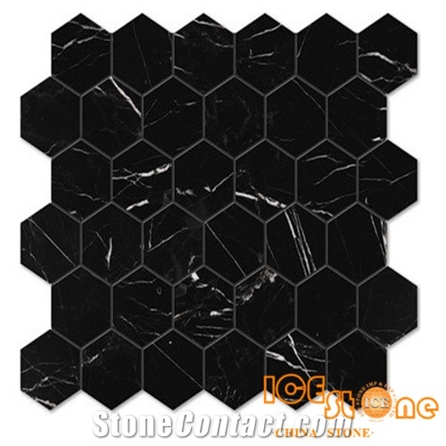 China Nero Marquinna Marble Mosaic from ICE STONE/China Black Marble Mosaic/