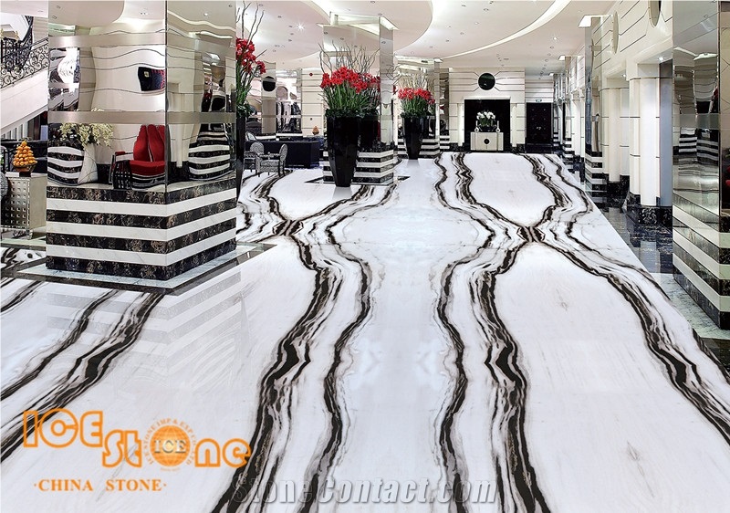 China Panda White Marble Tiles Slabs/Marble Wall Covering Tiles/Marble Floor Covering Tiles/Black Building Stone