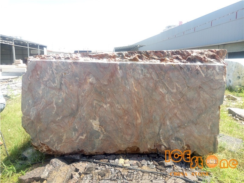 China Red Marble Blocks with Large Quantity from Ice Stone