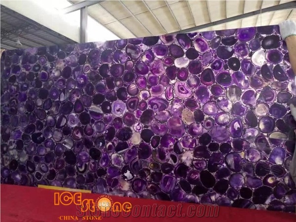 Chinese Semiprecious/Purple Semi Precious/Purple Agate Slabs and Tiles/Precious Stone Wall
