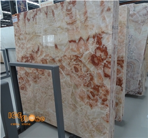 Colorful Onyx/Pink/Red Crystal Onyx Tiles Slabs Bookmatch Chinese Natural Stone Products