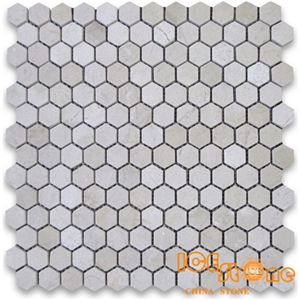 Crema Marfil Hexagon 1” Marble Mosaic Tile/Hexagon Marble Wall Mosaic/Hexagon Marble Floor Mosaic