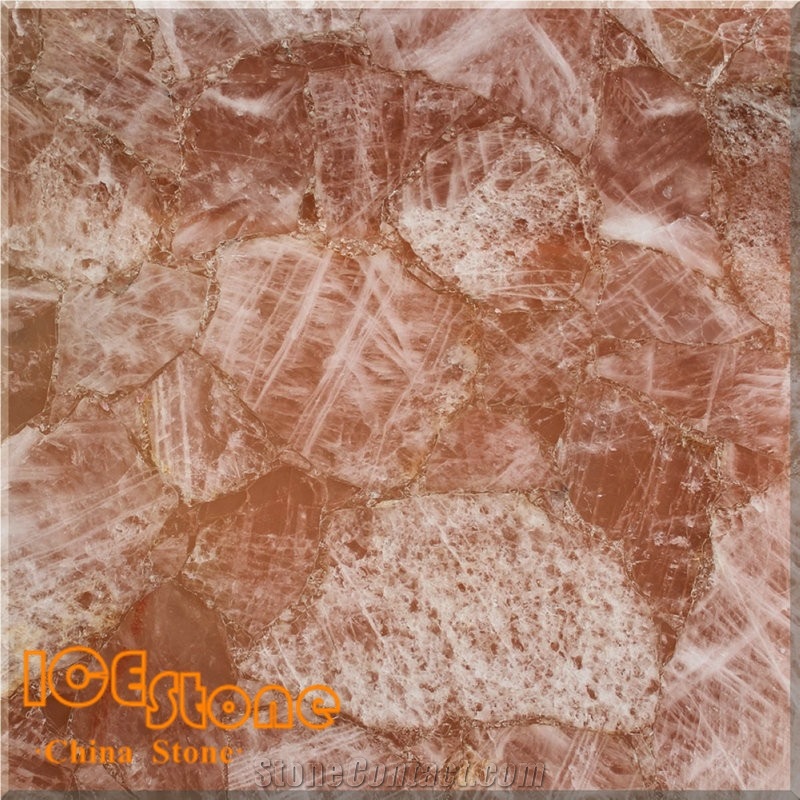 Crystal Pink/Semi Precious Stone Panel/Semiprecious Slabs/Tiles/Wall/Backlit/Backflash