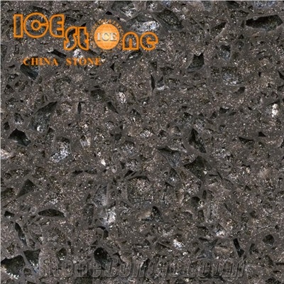 Crystal Shining Dark Grey Quartz Stone Tiles/Quarts Stone Slabs/Gery Engineered Stone/Artificial Building Stone