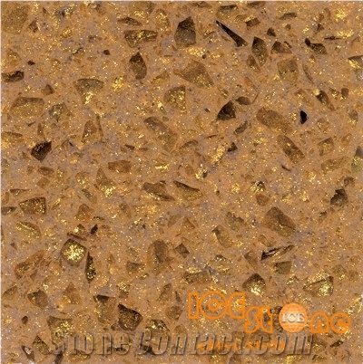 Crystal Shining Golden/Golden Chinese Quartz Slabs and Tiles/Artifical Stone Flooring/