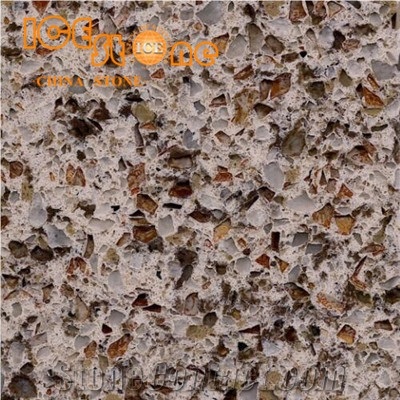 Crystal Shining Golden Quartz Stone Tiles Slabs/Artificial Building Stone/Engineered Stone Wall Covering