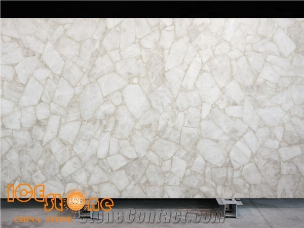 Crystal White Semi Precious Stone, Slab/Tiles for Interior Decoration, Tv Ground Decoration