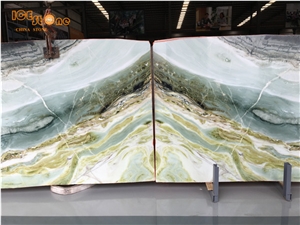 Dreaming Green Marble Slabs Bookmatched Marble Slabs Green Stone Tiles Landscape