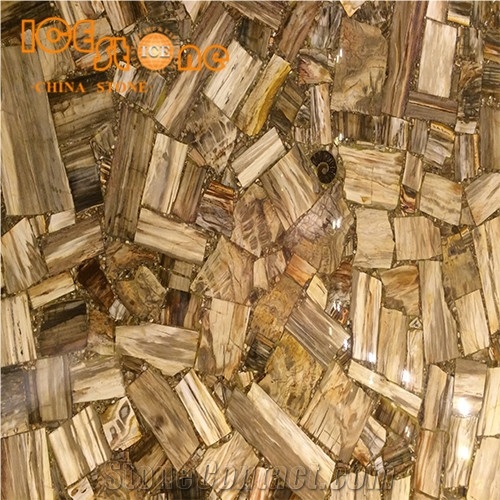 Fossil Wood Precious Stone Slabs/Semiprecious Building Stone Material