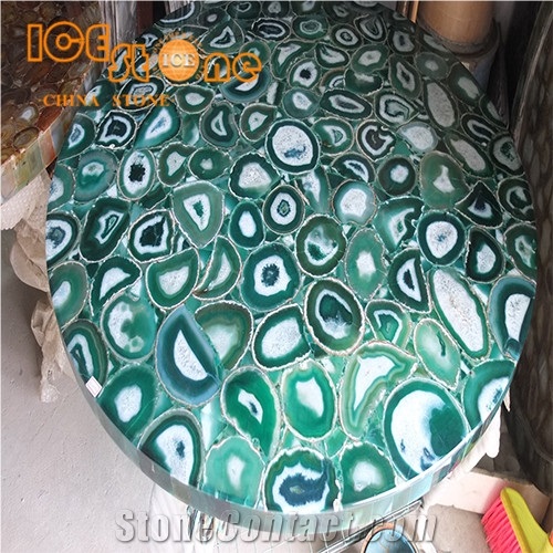 Green Agate Office Meeting Tables Stone/Home Stone Furniture/Semiprecious Stone/Gemstone/Custom Design Furniture/Tables/Luxury Building Stone