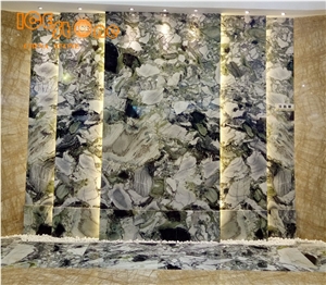 Green Marble Wall Covering Tiles/Ice Connect Marble Tiles Slabs/Indoor Decoration Building Stone/Tv Background Stone/Flooring Tiles/Table Decoration Stone