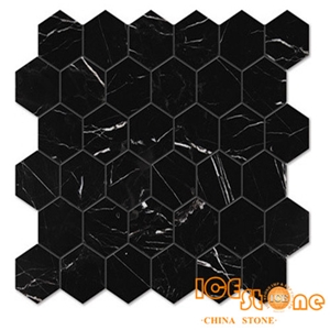 Hexagon 2”/Nero Marquina Hexagon 2”/Chinese Mosaic