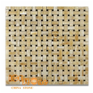 Honey Onyx Mosaic, Mosaic Pattern, Floor Mosaic, Basketweave Mosaic, Yellow Onyx Wall Mosaic