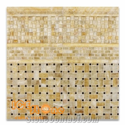 Honey Onyx Mosaic/Yellow Onyx/Chinese Yellow Onyx Basketweave Mosaic