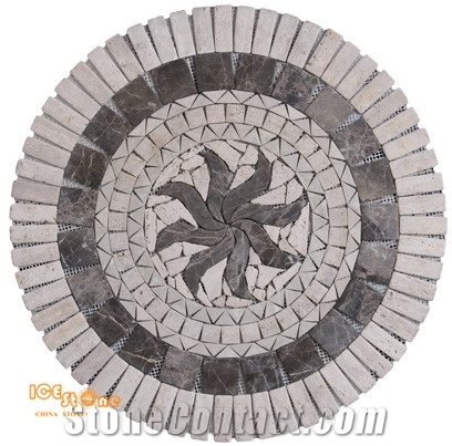 Hot Sale Round Marble Flower Shape Mosaic Art, Cheap Stone Flooring