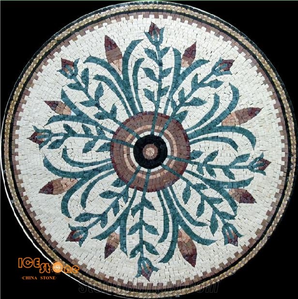 Hot Sale Round Marble Flower Shape Mosaic Art, Cheap Stone Flooring