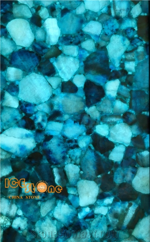 Ice Blue Agate Semiprecious Stone Slabs/Ice Blue Agate Semiprecious Stone Panels/Ice Blue Agate Luxury