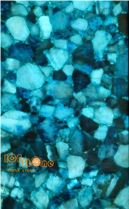 Ice Blue Agent/Blue Semiprecious/Chinese Blue Semi Precious/Biue Agent Stone Slabs and Stone Wall