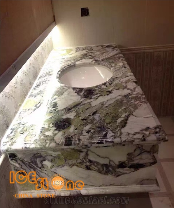 Ice Connect Marble Bathroom Tops/Ice Green Stone Bathroom Vanity Tops/Natural Building Stone/China Green Marble Bath Tops
