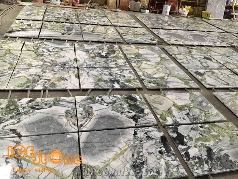 Ice Connect Marble Thin Tiles/Marble Wall Covering Tiles/Marble Floor Covering Tiles/Ice Jade Marble Slabs Tiles/Ice Green Marble Tiles/Building Stone/Tv Background Stone/