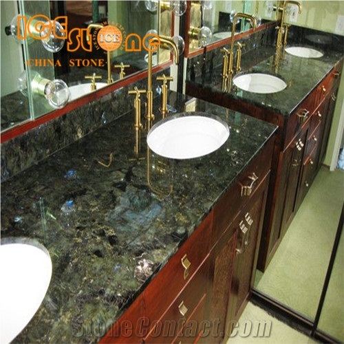 Labradorite Granite Bath Tops, Blue Granite Bathroom Countertops, Bathroom Vanity Tops