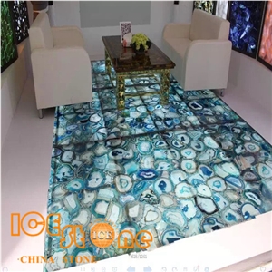 Light Blue Agate/Dark Blue Agate Semiprecious/Semi Precious Table Top/Countertop/Gemstone/Precious Stone/Semi Precious Tabletops/ Semiprecious Stone Reception