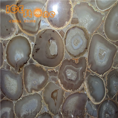 Light Grey Agate Precious Stones/Luxury Building Stone Material/Precious Stone Slabs/Internal Semiprecious Stone/Wall Decoration/Table Decoration Tiles