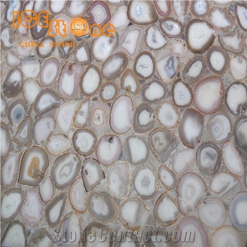 Light Grey Agate Precious Stones/Luxury Building Stone Material/Precious Stone Slabs/Internal Semiprecious Stone/Wall Decoration/Table Decoration Tiles