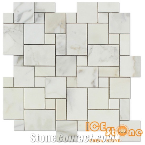 Mini Versailles White Marble Mosaic, Floor Mosaic