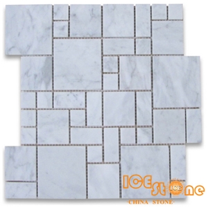 Mini Versailles White Marble Mosaic, Floor Mosaic