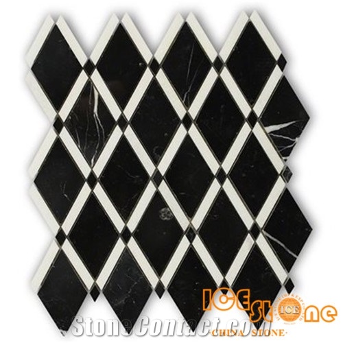 Nero Marquina Marble /China Marquina Marble/Black Marble Basketweave Mosaic