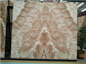 Peacock Golden Onyx Brown Onyx Tabletops & Reception with Beautiful Vein and Price