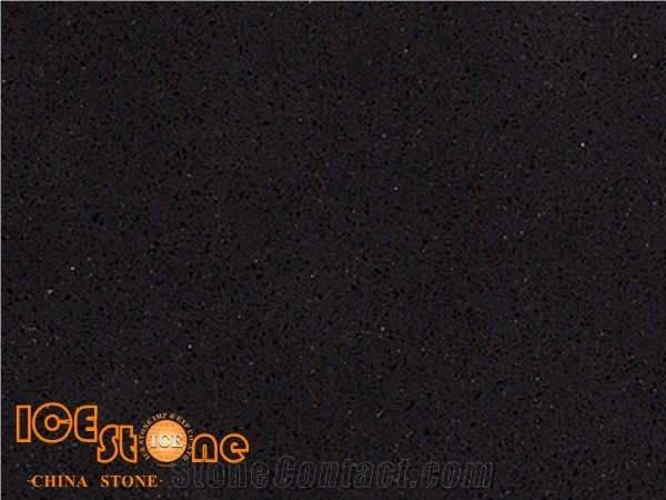 Pure Black Quartz Solid Surface Stone, Engineered Stone Slabs&Tiles