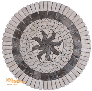 Round Marble Mosaic Art, Mosaic Medallion, Dolphin Mosaic Medallion