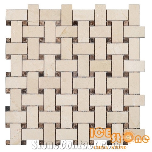 Spain Crema Marfil/Marble Mosaics Hexagon/Basketweave/Chevron/Fish Bone/Mini Versaille/Polished