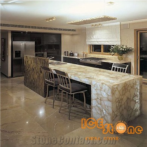 White Crystal Semi Precious Stone Vanity Top/Bathroom Decoration Stone/Table Top Stone/Building Stone/Bathroom Countertops