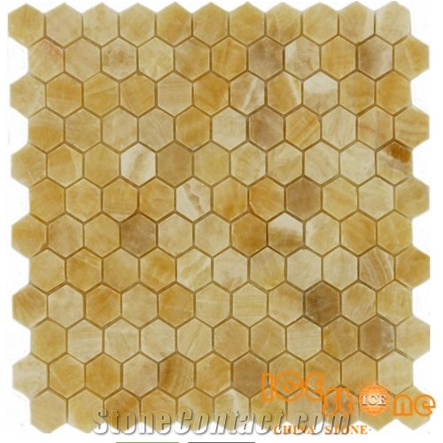 Yellow Honey Onyx Mosaics Hexagon/Basketweave/Chevron/Fish Bone/Mini Versaille/Polished