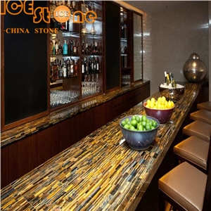Yellow Tiger Eyes Counter Top Semiprecious Stone Kitchen Countertops/Wall Decoration Precious Stone/Hotel Luxury Building Stone Material/Gemstone/Precious Stone