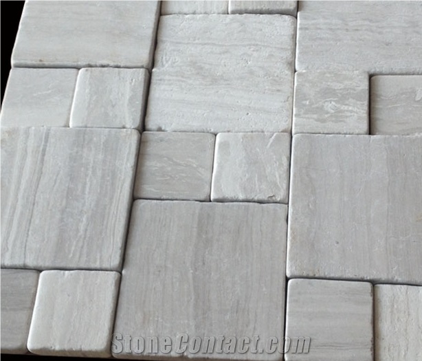 Classic Grey Wood Grain Mosaic Tiles, Tumble Grey Marble Tiles