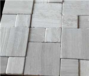 Classic Grey Wood Grain Mosaic Tiles, Tumble Grey Marble Tiles