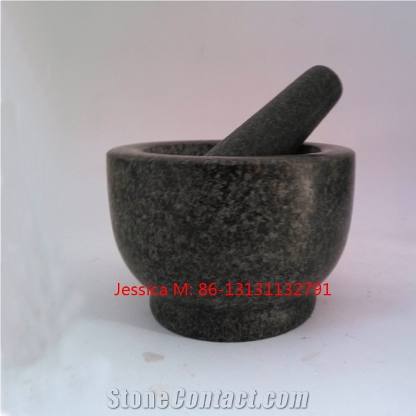 Granite Mortar&Pestle/Spice Herb Crusher Grinder Set/Stone Pilon&Mortier