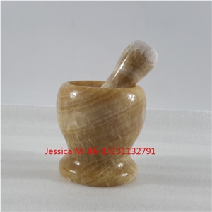 Topaz Marble Pestle and Mortar /The Topaz Marble Pestle with Pestle Yellow Jade Marble Mortar & Pestle, Stone Kitchenware, Marble Cooking Tool