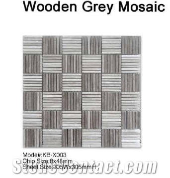 Honeycomb Marble Mosaic, Wooden Grey Marble Mosaic, Polished Mosaic/Mosaic Tile/Wall or Floor Mosaic