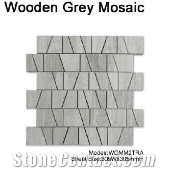 Honeycomb Marble Mosaic, Wooden Grey Marble Mosaic, Polished Mosaic/Mosaic Tile/Wall or Floor Mosaic